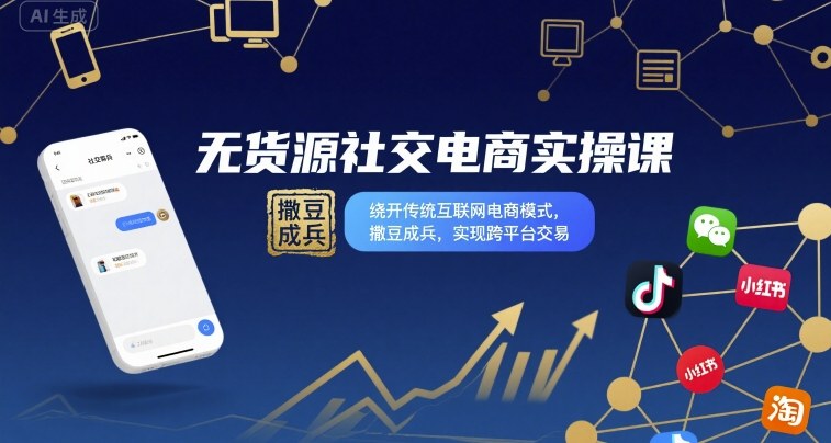 无货源社交电商实操课,绕开传统互联网电商模式,撒豆成兵,实现跨平台交易-来友网创