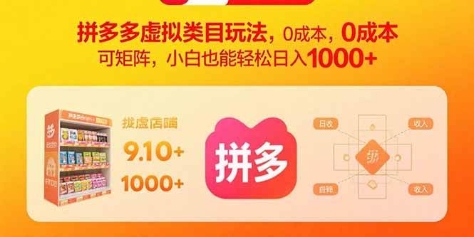 (15943期)拼多多虚拟类目玩法,0成本,可矩阵,小白也能轻松日入1000+-来友网创