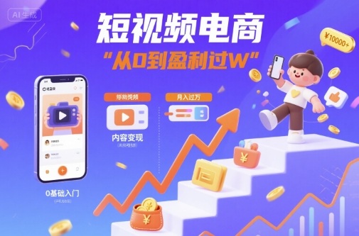 短视频电商:短视频变现从0到盈利过W-来友网创