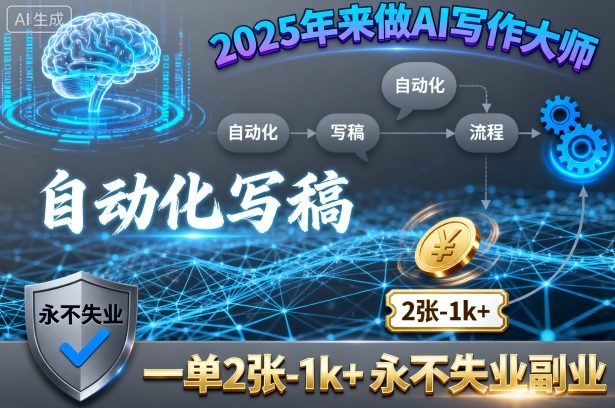 2025年来做AI写作大师,自动化写稿,一单2张-1k+,永不失业副业-来友网创