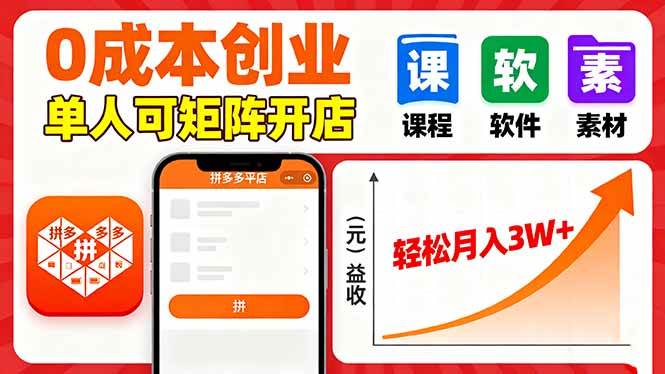 (16047期)拼多多虚拟电商,0成本,单人可矩阵开店,轻松月入3W+-来友网创