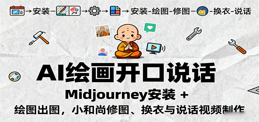 AI绘画开口说话,Midjourney安装 + 绘图出图,小和尚修图、换衣与说话视频制作-来友网创