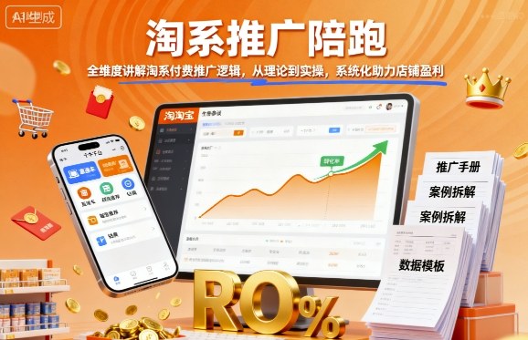 淘系推广陪跑,全维度讲解淘系付费推广逻辑,从理论到实操,系统化助力店铺盈利-来友网创