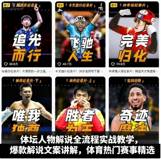 体坛人物解说全流程实战教学,爆款解说文案讲解,体育热门赛事精选-来友网创
