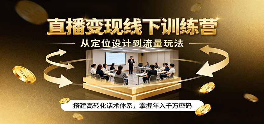 直播变现线下训练营,从定位设计到流量玩法,搭建高转化话术体系,掌握年入千万密码-来友网创