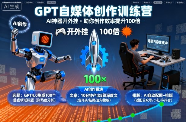 GPT自媒体创作训练营:AI神器开外挂,助你创作效率提升100倍-来友网创