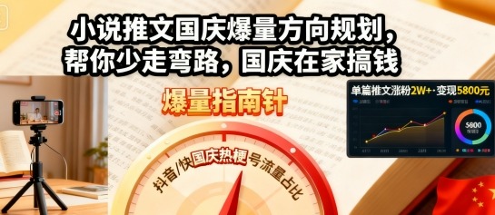 小说推文国庆爆量方向规划,帮你少走弯路,国庆在家搞钱-来友网创