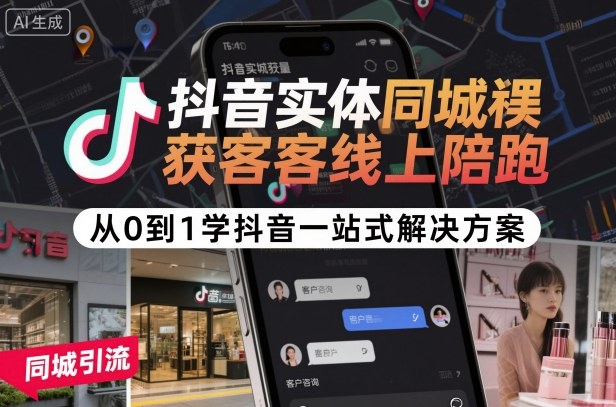 抖音实体同城获客线上陪跑,从0到1学抖音一站式解决方案-来友网创