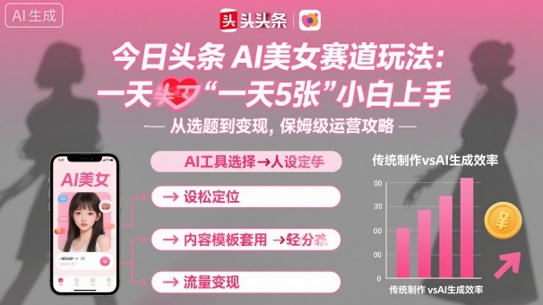 今日头条AI美女赛道玩法,一天轻松5张,小白轻松上手-来友网创