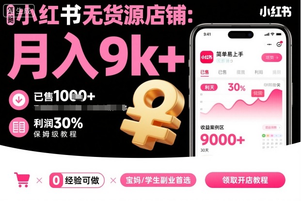 小红书无货源店铺项目,简单易上手,月入9k+,保姆级教程-来友网创