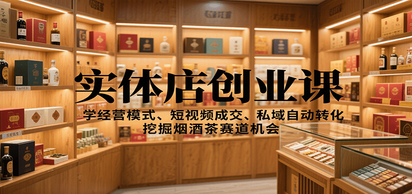 实体店创业课:学经营模式、短视频成交、私域自动转化,挖掘烟酒茶赛道机会-来友网创