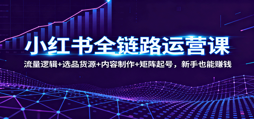 小红书全链路运营课:流量逻辑+选品货源+内容制作+矩阵起号,新手也能赚钱-来友网创