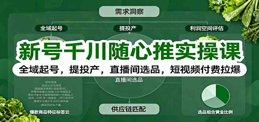 新号千川随心推实操课:全域起号,提投产,直播间选品,短视频付费拉爆-来友网创