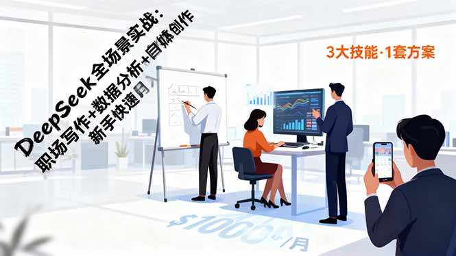 (16418期)DeepSeek全场景实战:职场写作+数据分析+自媒体创作,新手快速月入过万-来友网创