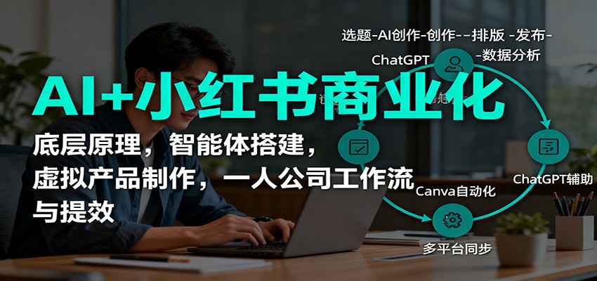 AI+小红书商业化,底层原理,智能体搭建,虚拟产品制作,一人公司工作流与提效-来友网创