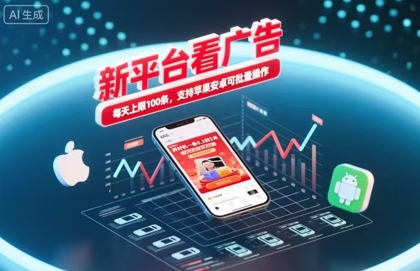 新台看广告,养好机一条5毛到5块,单机日入30到100,支持苹果安卓,可批量操作。-来友网创