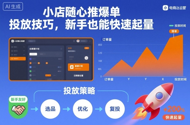 小店随心推爆单投放技巧,新手也能快速起量-来友网创