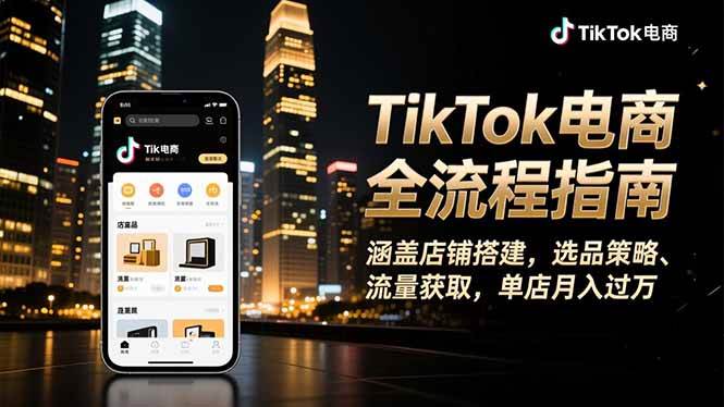 (16524期)TikTok电商全流程指南,涵盖店铺搭建、选品策略、流量获取,单店月入过万-来友网创