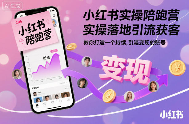 小红书实操陪跑营,实操落地引流获客,教你打造一个持续引流变现的账号-来友网创