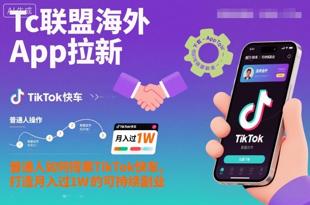 Tc联盟海外App拉新:普通人如何搭乘TikTok快车,打造月入过1W的可持续副业-来友网创