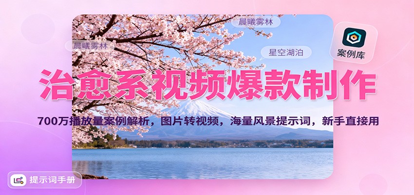 治愈系视频爆款制作,700万播放量案例解析,图片转视频,海量风景提示词,新手直接用-来友网创