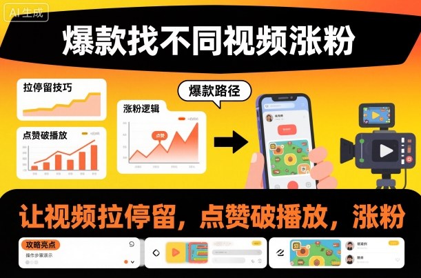 爆款找不同视频涨粉,让视频拉停留,实现点赞,破播放,涨粉-来友网创