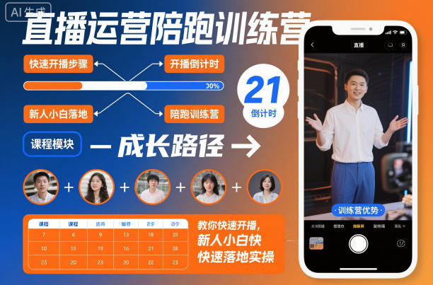 直播运营陪跑训练营,教你快速开播,新人小白快速落地实操-来友网创