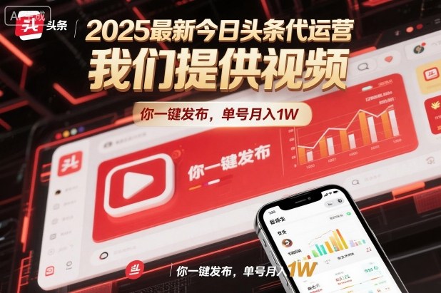2025最新今日头条代运营,我们提供视频,你一键发布,单号月入1W【揭秘】-来友网创