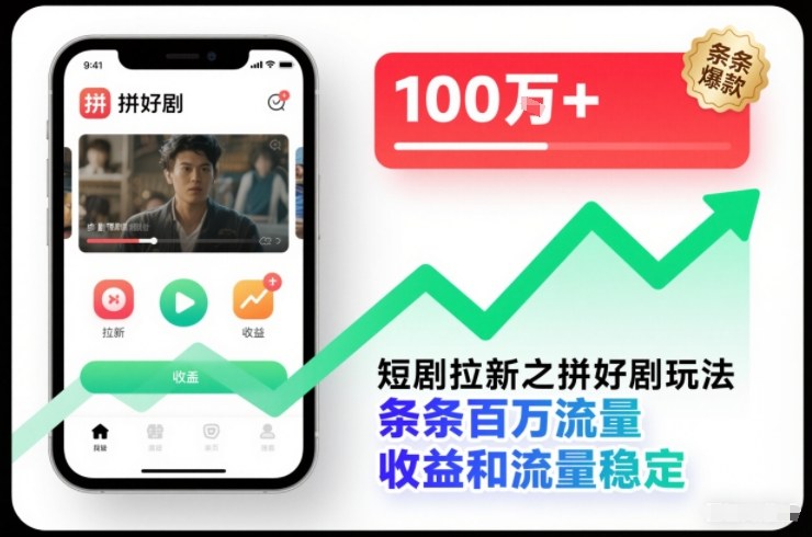 短剧拉新之拼好剧玩法,条条百万流量,收益和流量稳定-来友网创