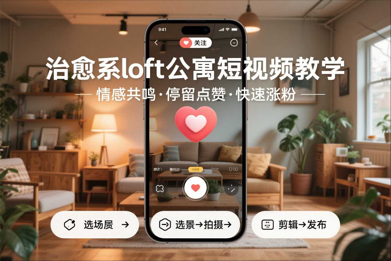 治愈系loft公寓短视频制作教学,情感共鸣引停留点赞关注,快速起号涨粉-来友网创