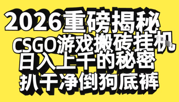 2026开年重磅解密,CSGO游戏搬砖挂G日入1k+的秘密,把倒狗的底裤扒干【揭秘】-来友网创