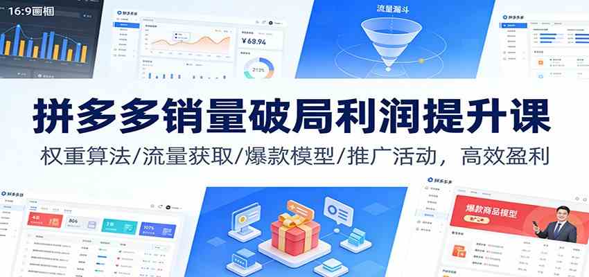 拼多多销量破局利润提升课:权重算法/流量获取/爆款模型/推广活动,高效盈利-来友网创