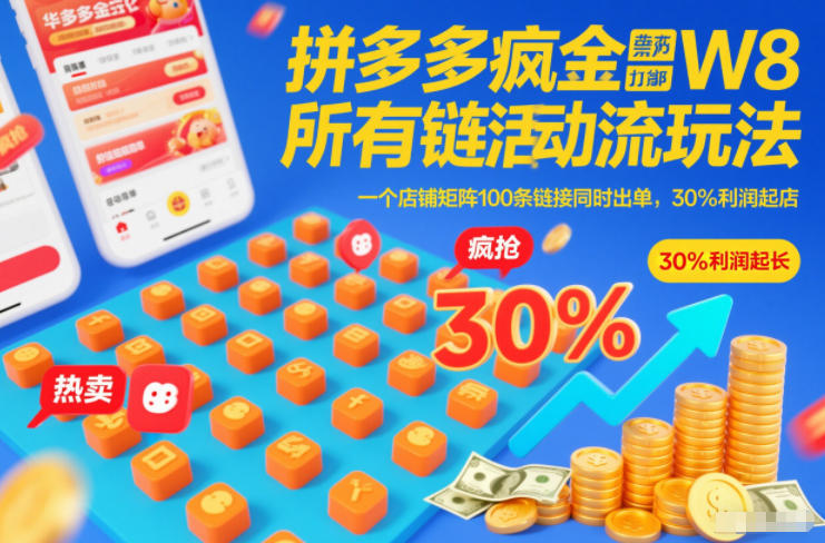 拼多多疯狂活动流玩法,所有链接全部打标,一个店铺矩阵100条链接同时出单,30%利润起店-来友网创