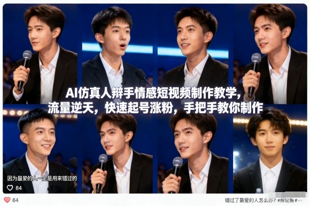 AI仿真人辩手情感短视频制作教学,流量逆天,快速起号涨粉,手把手教你制作-来友网创