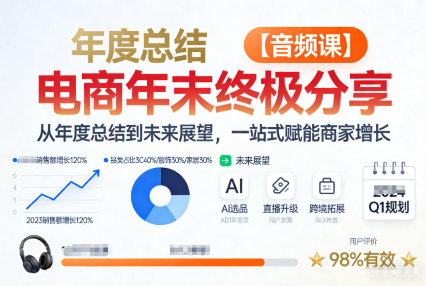 电商年未终极分享,从年度总结到未来展望,一站式赋能商家增长【音频课】-来友网创