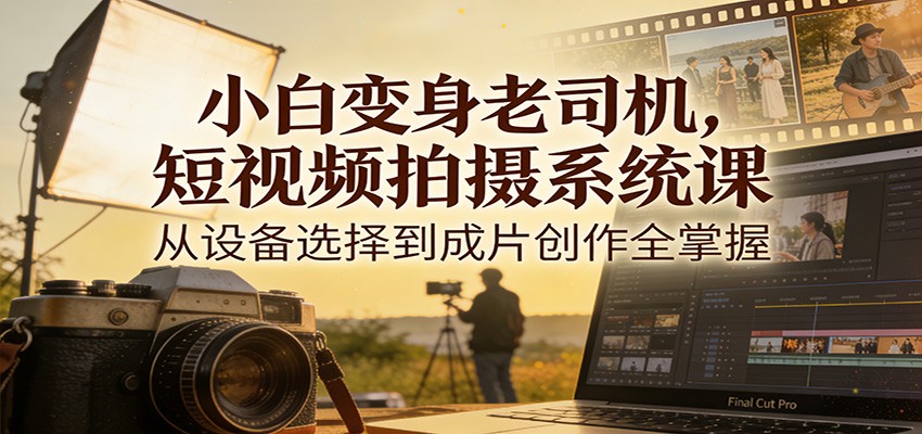 小白变身老司机,短视频拍摄系统课,从设备选择到成片创作全掌握-来友网创