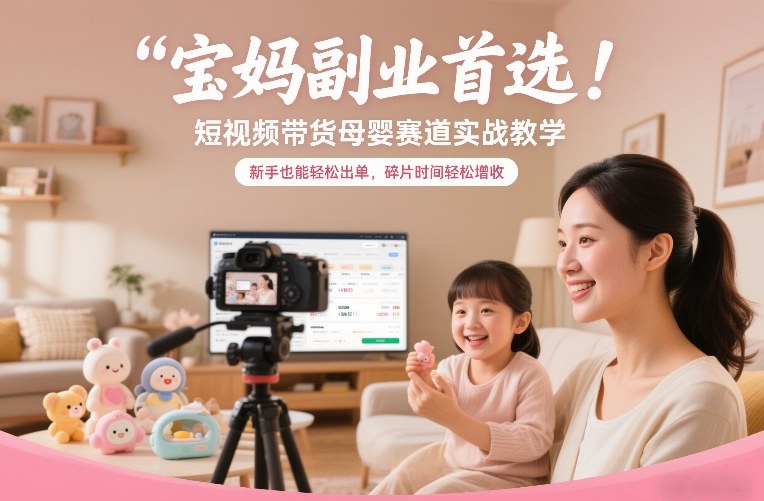 宝妈副业首选!短视频带货母婴赛道实战教学,新手也能轻松出单,碎片时间轻松增收-来友网创