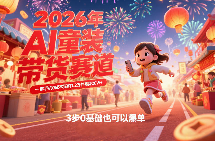 AI童装新春带货赛道,一部手机0成本狂销1.2万件喜提20W+,3步0基础也可以爆单-来友网创
