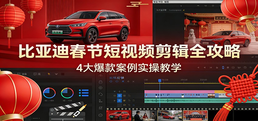 比亚迪春节短视频剪辑全攻略,4大爆款案例实操教学-来友网创