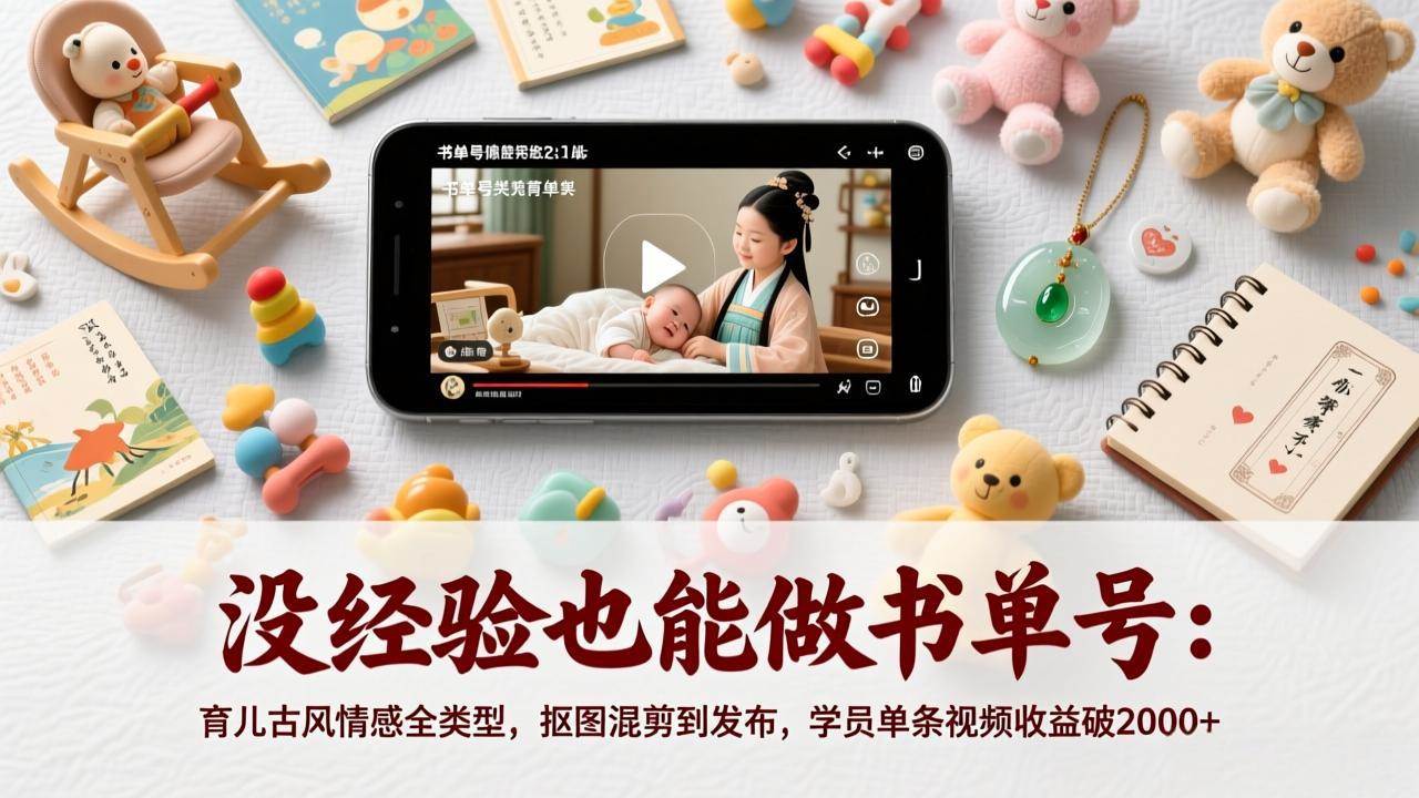 (17389期)没经验也能做书单号:育儿古风情感全类型,抠图混剪到发布,学员单条视频收益破2000+-来友网创