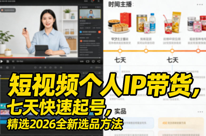 短视频个人IP带货,七天快速起号,精选2026全新选品方法-来友网创