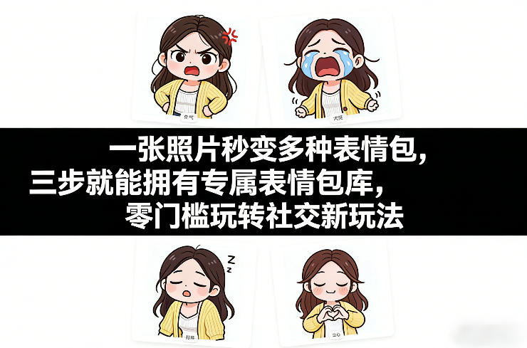 一张照片秒变多种表情包,三步就能拥有专属表情包库,零门槛玩转社交新玩法【文档】-来友网创