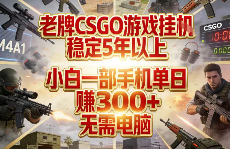 老牌CSGO游戏挂G,稳定5年以上,小白一部手机单日賺3张+,无需电脑【揭秘】-来友网创