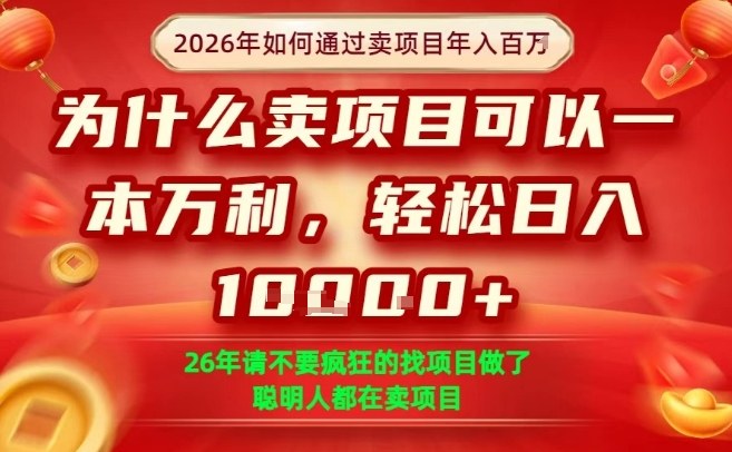一单净利润1K+,26年想年入100个W,死磕卖项目就够了【揭秘】-来友网创