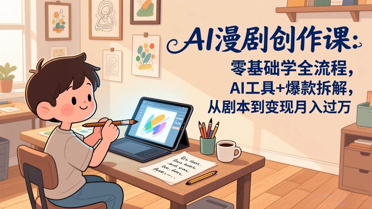 (17519期)AI漫剧创作课:零基础学全流程,AI工具+爆款拆解,从剧本到变现月入过万-来友网创