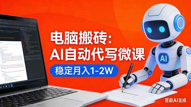 (17582期)电脑搬砖:AI自动代写微课,稳定月入1-2W,提供接单渠道,0门槛小白可做!-来友网创