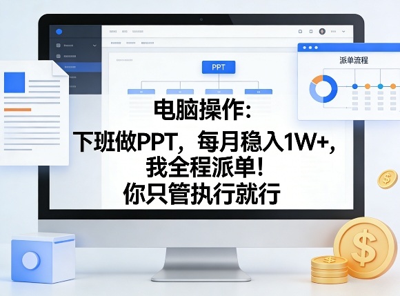 电脑操作:下班做PPT,每月稳入1W+,我全程派单!你只管执行就行【揭秘】-来友网创