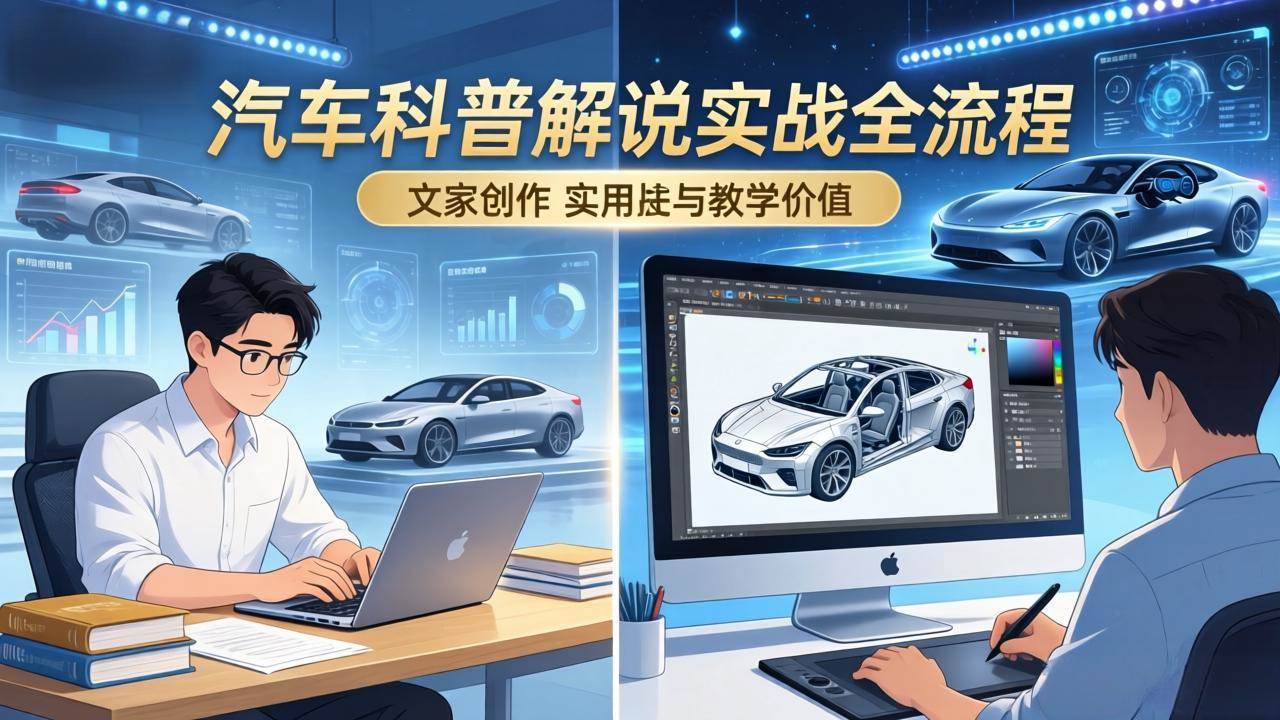 (17665期)抖音汽车科普解说实战:文案+动画+画面处理+去水印全流程,打造专业汽车科普视频-来友网创