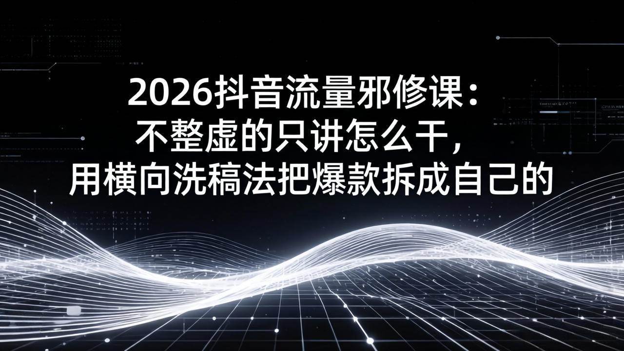 (17725期)2026抖音流量邪修课:不整虚的只讲怎么干,用横向洗稿法把爆款拆成自己的-来友网创