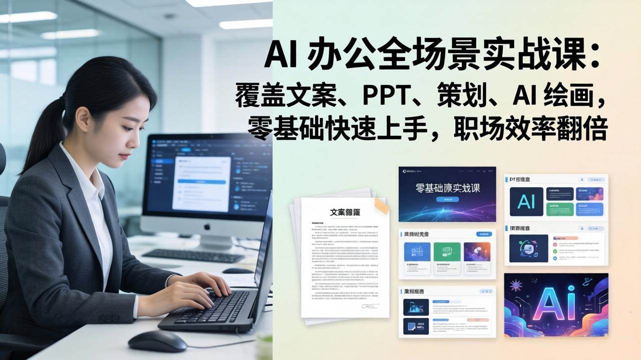 (17732期) AI 办公全场景实战课:覆盖文案、PPT、策划、AI 绘画,零基础快速上手,职场效率翻倍-来友网创